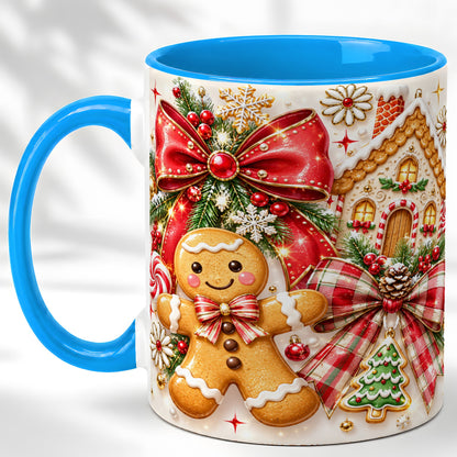 #pl[11oz|Blue] Gingerbread House Coffee Mug, Holiday Cookie Mug, Ceramic Cup