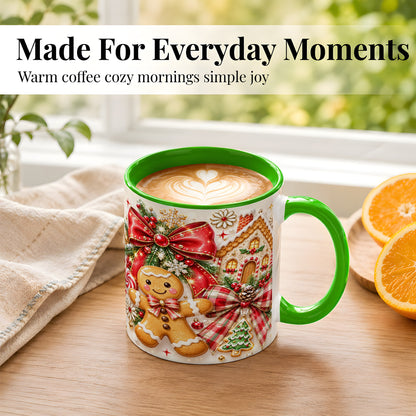 #pl[11oz|Green] Gingerbread House Coffee Mug, Holiday Cookie Mug, Ceramic Cup