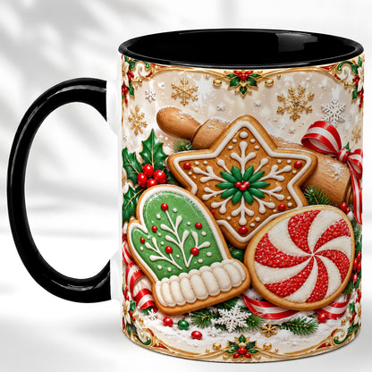 #pl[11oz|Black] Christmas Cookie Coffee Mug, Gingerbread Treat Mug, Ceramic Cup