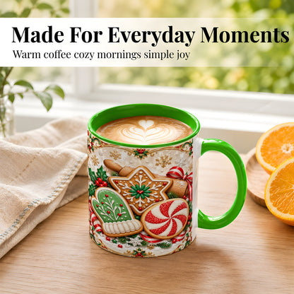 #pl[11oz|Green] Christmas Cookie Coffee Mug, Gingerbread Treat Mug, Ceramic Cup