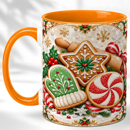 #pl[11oz|Orange] Christmas Cookie Coffee Mug, Gingerbread Treat Mug, Ceramic Cup
