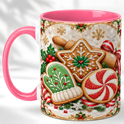 #pl[11oz|Pink] Christmas Cookie Coffee Mug, Gingerbread Treat Mug, Ceramic Cup