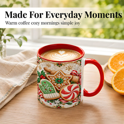 #pl[11oz|Red] Christmas Cookie Coffee Mug, Gingerbread Treat Mug, Ceramic Cup