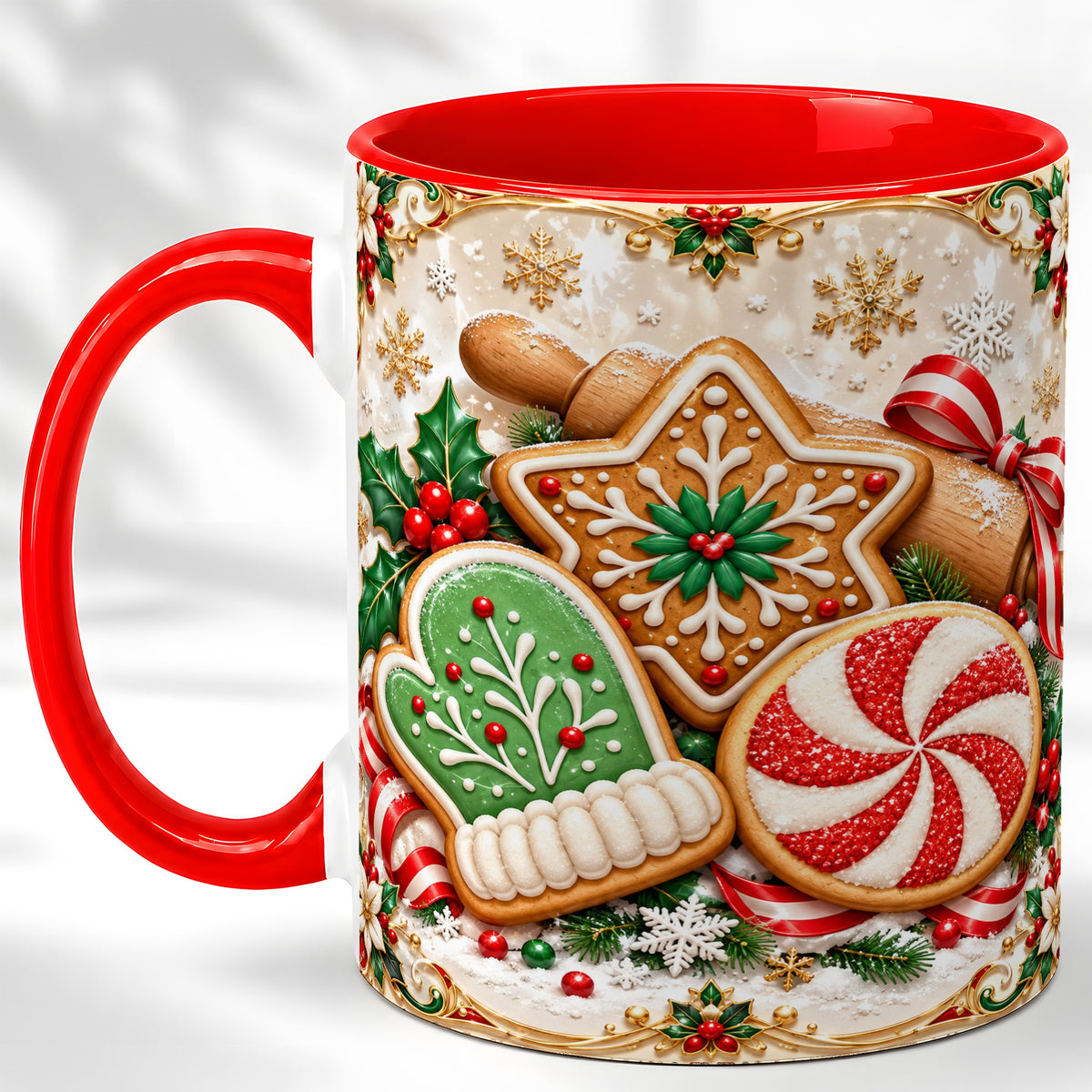 Christmas Cookie Coffee Mug, Gingerbread Treat Mug, Ceramic Cup