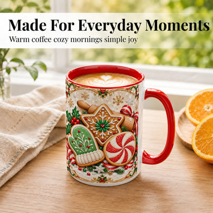 #pl[15oz|Red] Christmas Cookie Coffee Mug, Gingerbread Treat Mug, Ceramic Cup