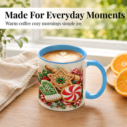 #pl[11oz|Blue] Christmas Cookie Coffee Mug, Gingerbread Mug, Ceramic Cup