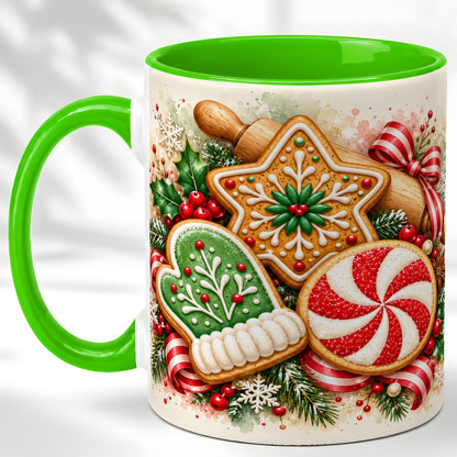 #pl[11oz|Green] Christmas Cookie Coffee Mug, Gingerbread Mug, Ceramic Cup