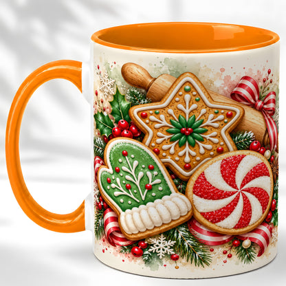 #pl[11oz|Orange] Christmas Cookie Coffee Mug, Gingerbread Mug, Ceramic Cup