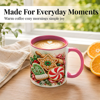 #pl[11oz|Pink] Christmas Cookie Coffee Mug, Gingerbread Mug, Ceramic Cup