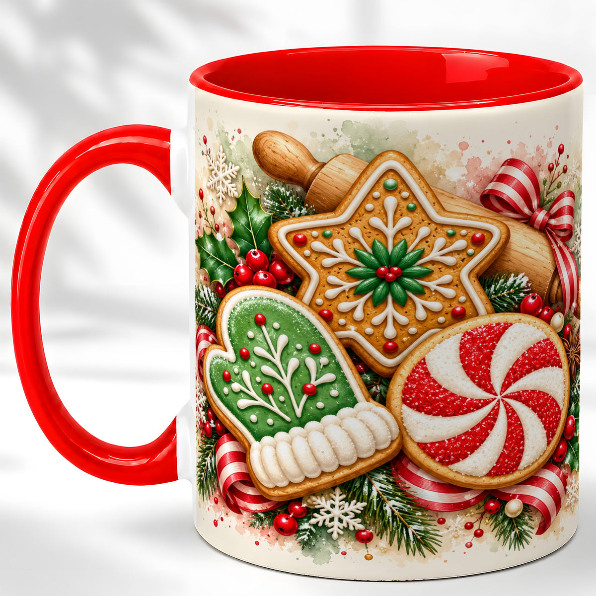 Christmas Cookie Coffee Mug, Gingerbread Mug, Ceramic Cup