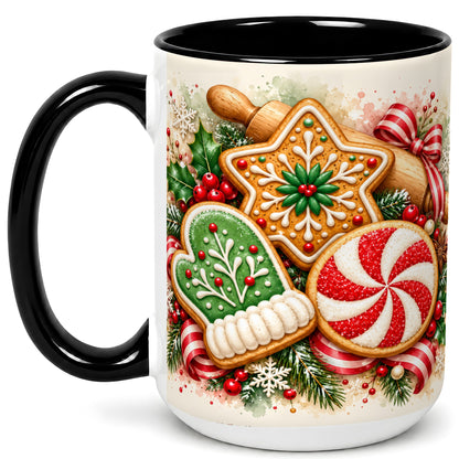 #pl[15oz|Black] Christmas Cookie Coffee Mug, Gingerbread Mug, Ceramic Cup