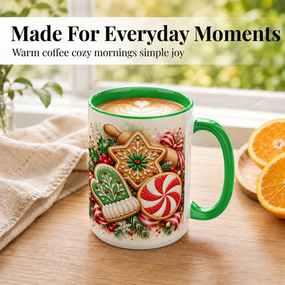 #pl[15oz|Green] Christmas Cookie Coffee Mug, Gingerbread Mug, Ceramic Cup