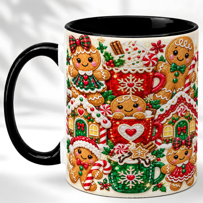 #pl[11oz|Black] Gingerbread Christmas Coffee Mug, Holiday Mug, Ceramic Cup