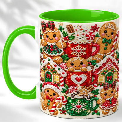 #pl[11oz|Green] Gingerbread Christmas Coffee Mug, Holiday Mug, Ceramic Cup