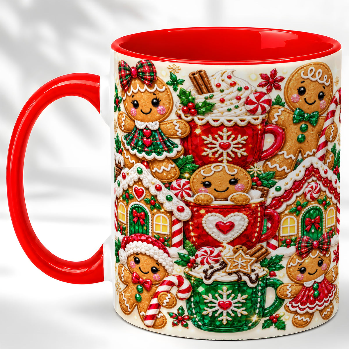 Gingerbread Christmas Coffee Mug, Holiday Mug, Ceramic Cup