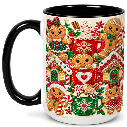 #pl[15oz|Black] Gingerbread Christmas Coffee Mug, Holiday Mug, Ceramic Cup