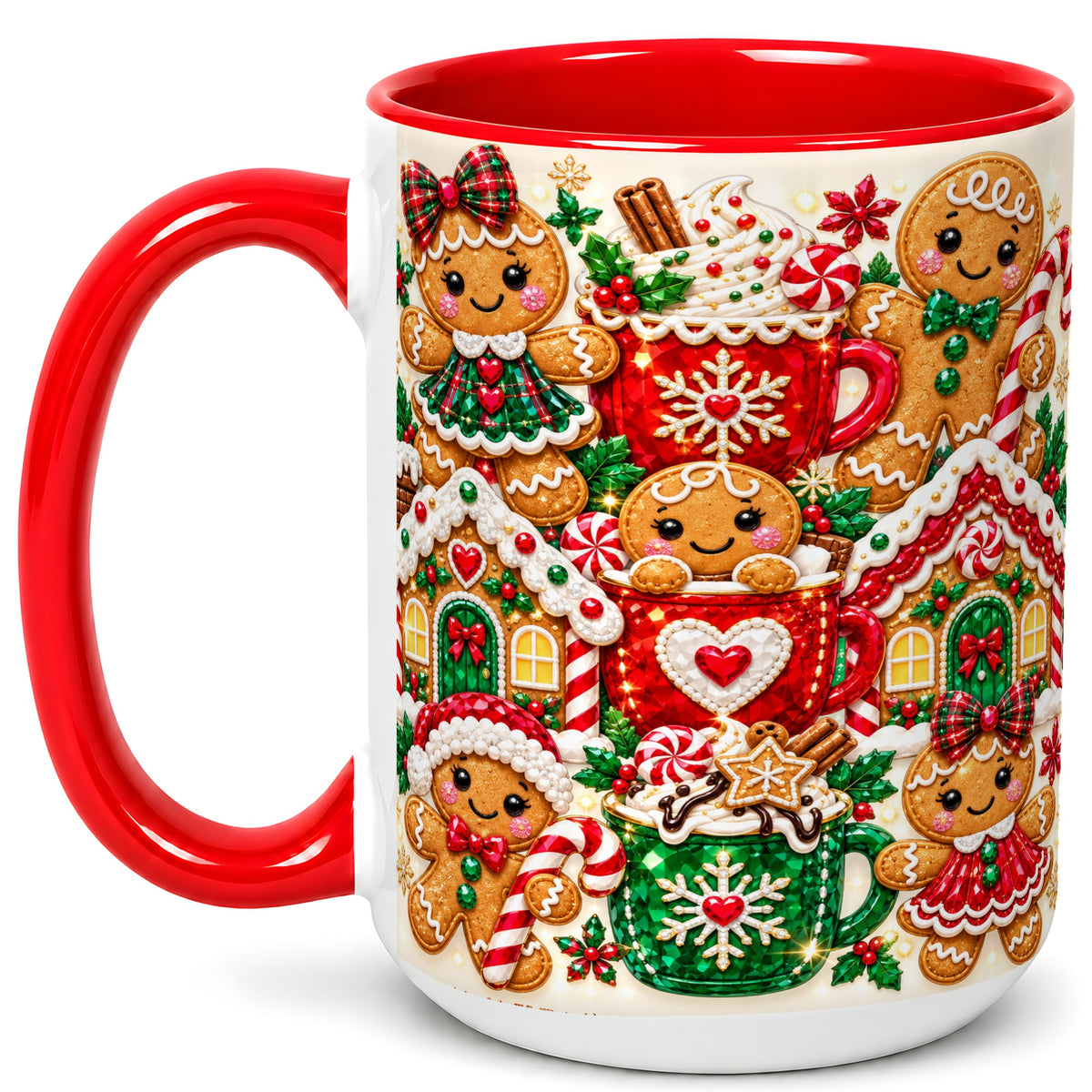 #pl[15oz|Red] Gingerbread Christmas Coffee Mug, Holiday Mug, Ceramic Cup