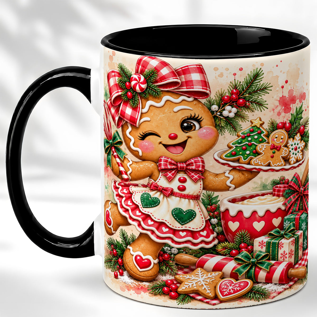 #pl[11oz|Black] Gingerbread Baker Coffee Mug, Christmas Mug, Ceramic Cup