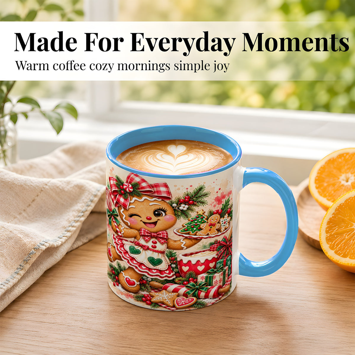 #pl[11oz|Blue] Gingerbread Baker Coffee Mug, Christmas Mug, Ceramic Cup