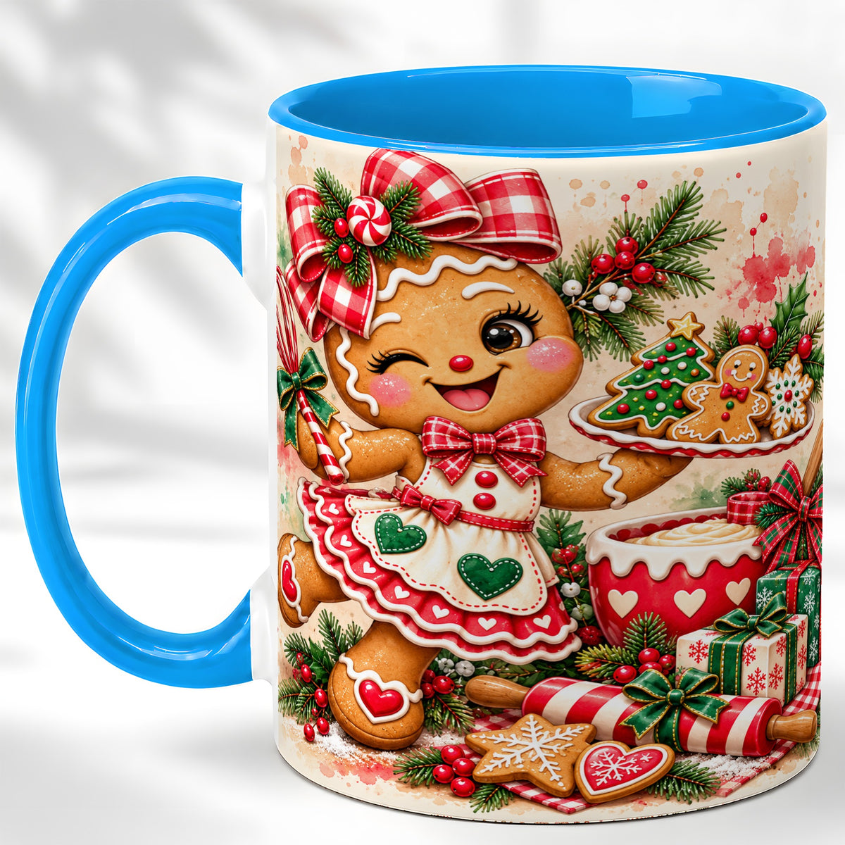 #pl[11oz|Blue] Gingerbread Baker Coffee Mug, Christmas Mug, Ceramic Cup