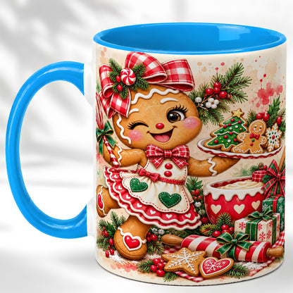 #pl[11oz|Blue] Gingerbread Baker Coffee Mug, Christmas Mug, Ceramic Cup