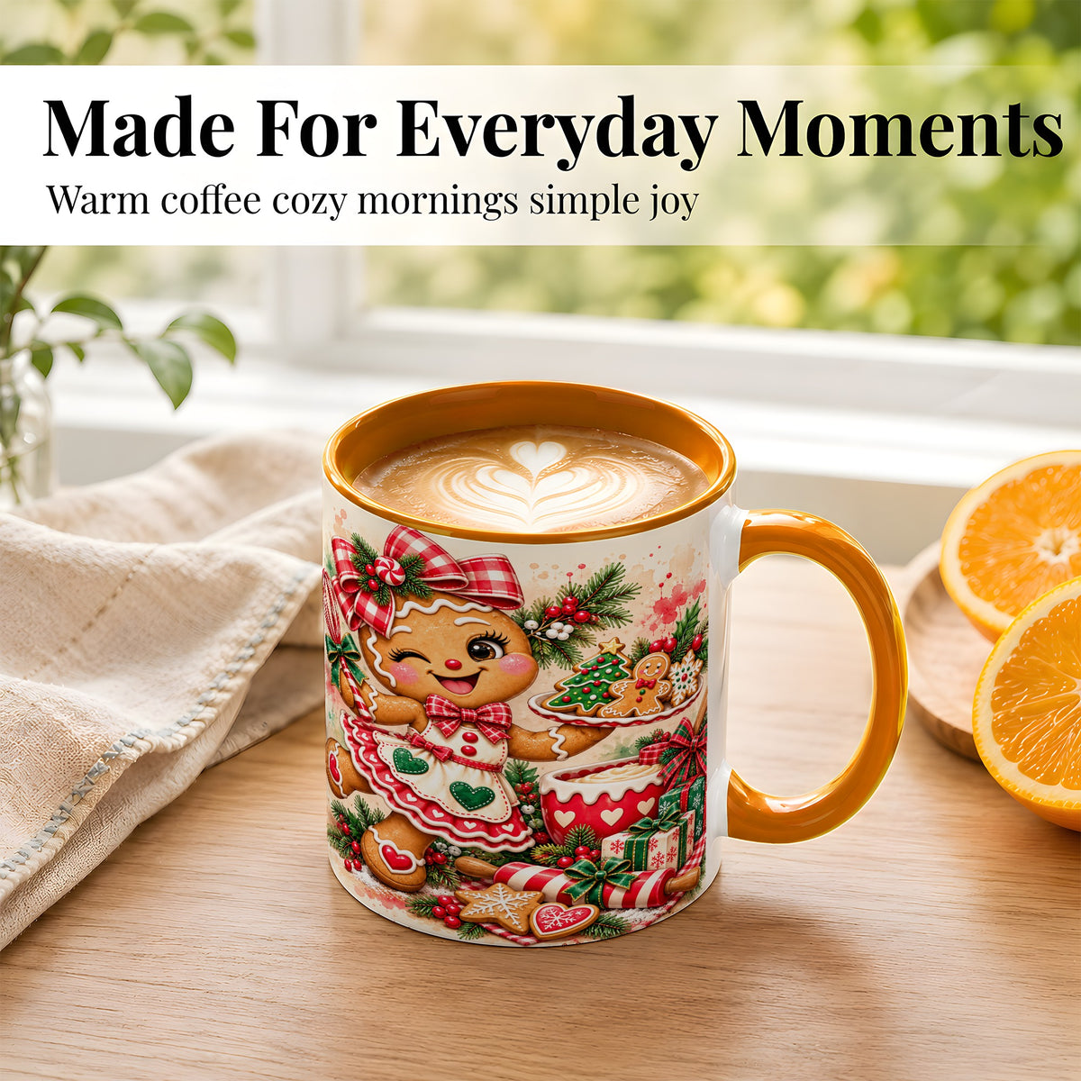 #pl[11oz|Orange] Gingerbread Baker Coffee Mug, Christmas Mug, Ceramic Cup