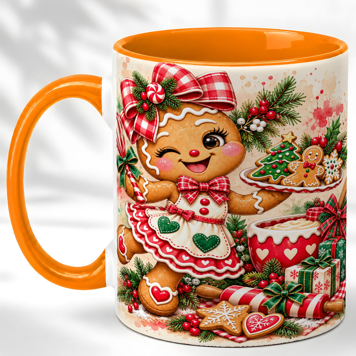 #pl[11oz|Orange] Gingerbread Baker Coffee Mug, Christmas Mug, Ceramic Cup
