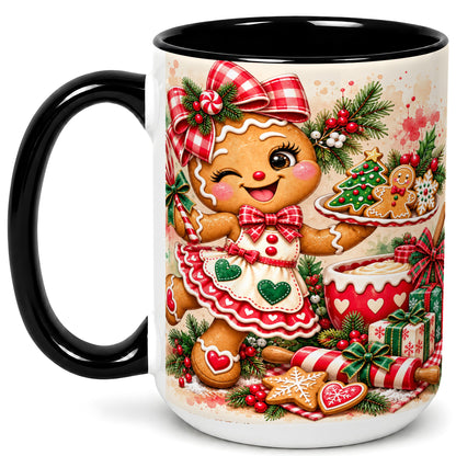 #pl[15oz|Black] Gingerbread Baker Coffee Mug, Christmas Mug, Ceramic Cup