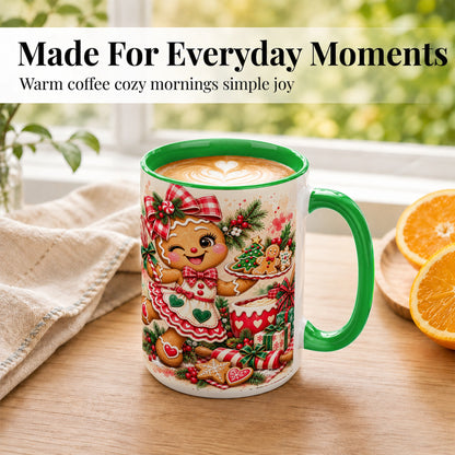 #pl[15oz|Green] Gingerbread Baker Coffee Mug, Christmas Mug, Ceramic Cup