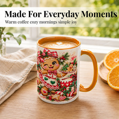 #pl[15oz|Orange] Gingerbread Baker Coffee Mug, Christmas Mug, Ceramic Cup