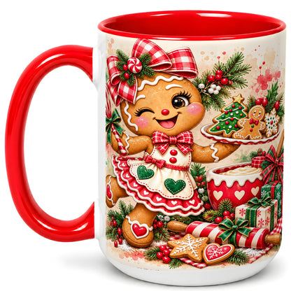 #pl[15oz|Red] Gingerbread Baker Coffee Mug, Christmas Mug, Ceramic Cup