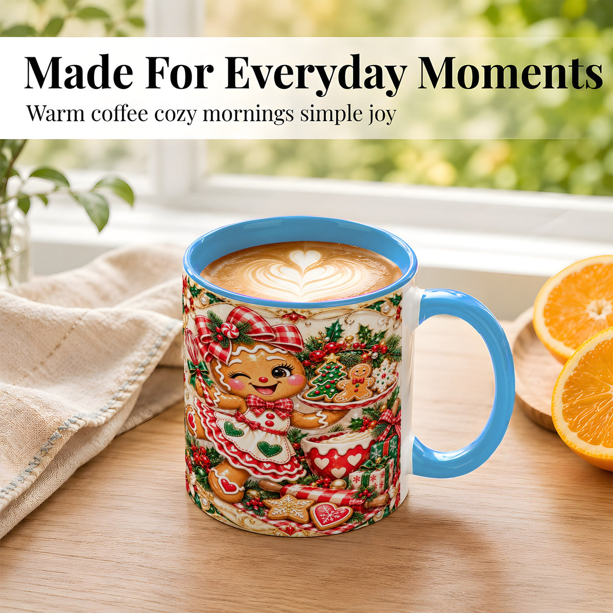 #pl[11oz|Blue] Gingerbread Baker Coffee Mug, Holiday Mug, Ceramic Cup