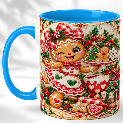 #pl[11oz|Blue] Gingerbread Baker Coffee Mug, Holiday Mug, Ceramic Cup