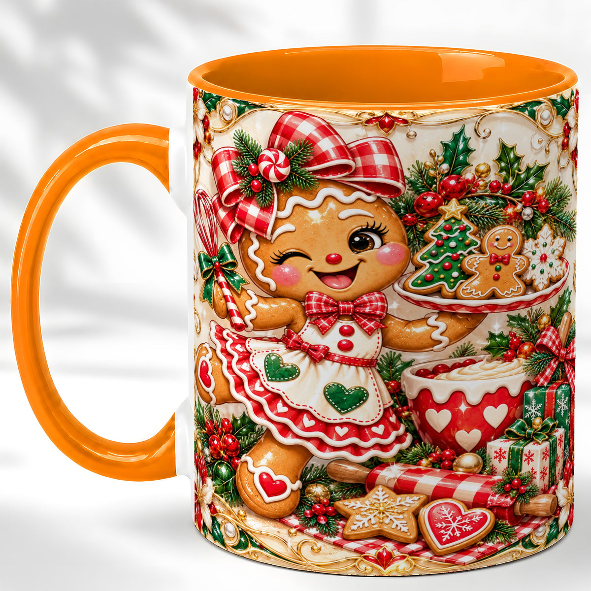 #pl[11oz|Orange] Gingerbread Baker Coffee Mug, Holiday Mug, Ceramic Cup
