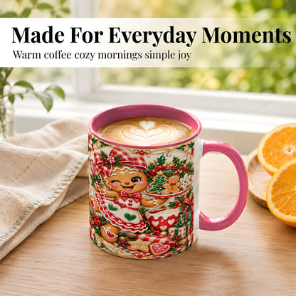 #pl[11oz|Pink] Gingerbread Baker Coffee Mug, Holiday Mug, Ceramic Cup