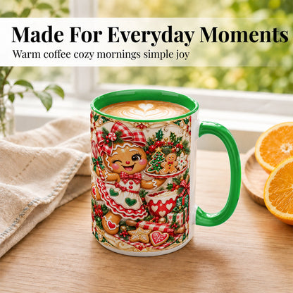 #pl[15oz|Green] Gingerbread Baker Coffee Mug, Holiday Mug, Ceramic Cup