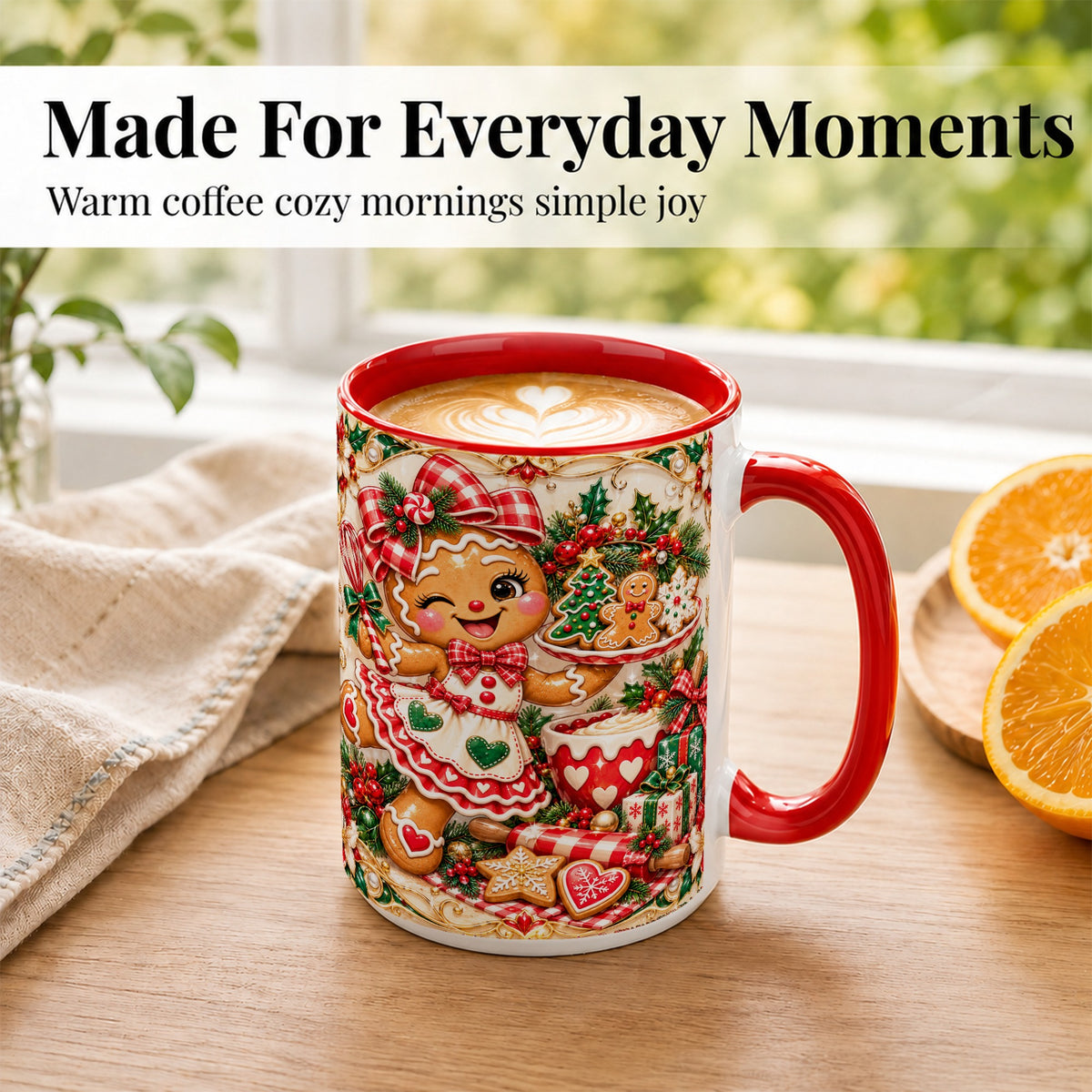 #pl[15oz|Red] Gingerbread Baker Coffee Mug, Holiday Mug, Ceramic Cup