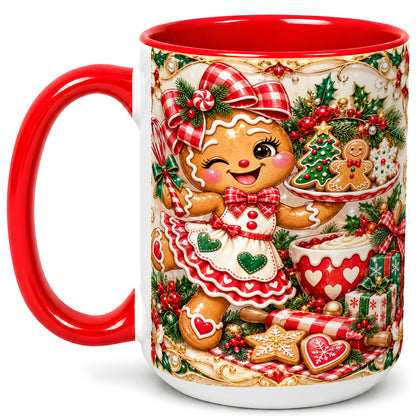 #pl[15oz|Red] Gingerbread Baker Coffee Mug, Holiday Mug, Ceramic Cup