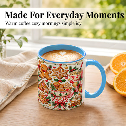 #pl[11oz|Blue] Christmas Baking Coffee Mug, Gingerbread Mug, Ceramic Cup
