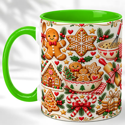 #pl[11oz|Green] Christmas Baking Coffee Mug, Gingerbread Mug, Ceramic Cup