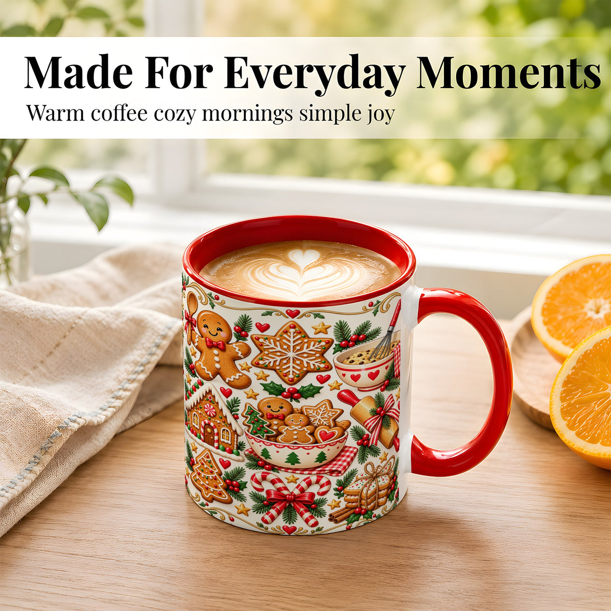 #pl[11oz|Red] Christmas Baking Coffee Mug, Gingerbread Mug, Ceramic Cup