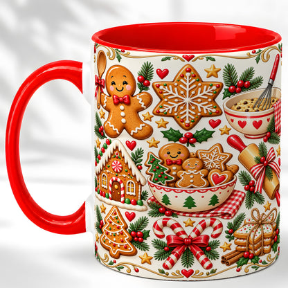 Christmas Baking Coffee Mug, Gingerbread Mug, Ceramic Cup