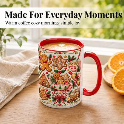 #pl[15oz|Red] Christmas Baking Coffee Mug, Gingerbread Mug, Ceramic Cup