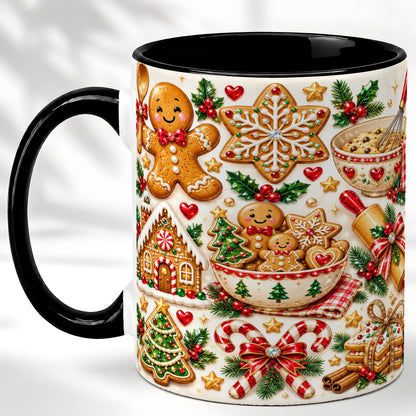 #pl[11oz|Black] Gingerbread Baking Coffee Mug, Christmas Cookie Mug, Ceramic Cup