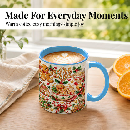 #pl[11oz|Blue] Gingerbread Baking Coffee Mug, Christmas Cookie Mug, Ceramic Cup