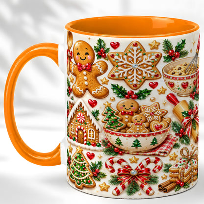 #pl[11oz|Orange] Gingerbread Baking Coffee Mug, Christmas Cookie Mug, Ceramic Cup