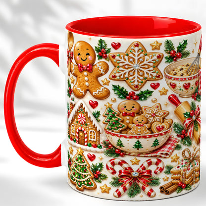 Gingerbread Baking Coffee Mug, Christmas Cookie Mug, Ceramic Cup
