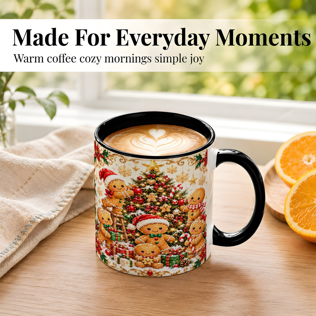 #pl[11oz|Black] Gingerbread Family Coffee Mug, Christmas Cookie Mug, Ceramic Cup