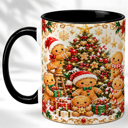 #pl[11oz|Black] Gingerbread Family Coffee Mug, Christmas Cookie Mug, Ceramic Cup