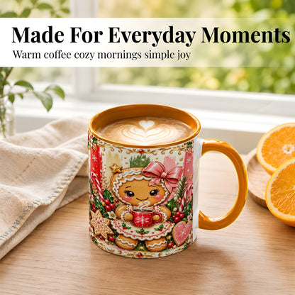 #pl[11oz|Orange] Gingerbread Girl Coffee Mug, Christmas Cocoa Mug, Ceramic Cup